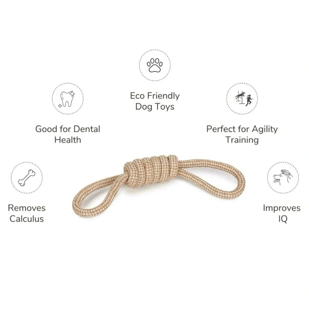 🆕 Dog Chew and Tug Knotted Natural Rope/Jute Bow Toy